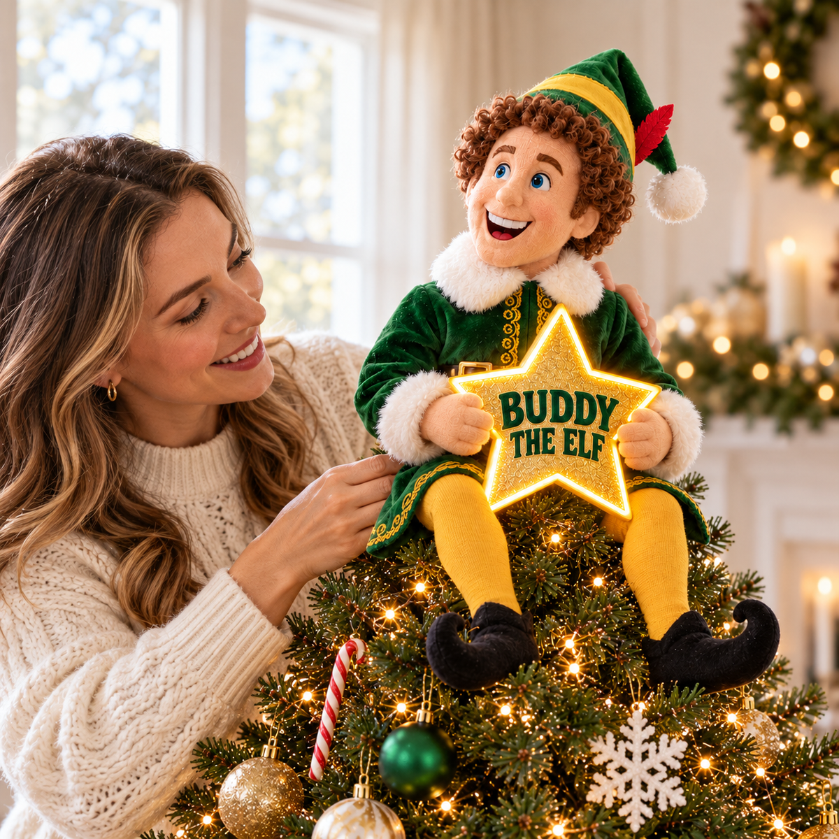 ELF ILLUMINATED CHRISTMAS TREE TOPPER HQH