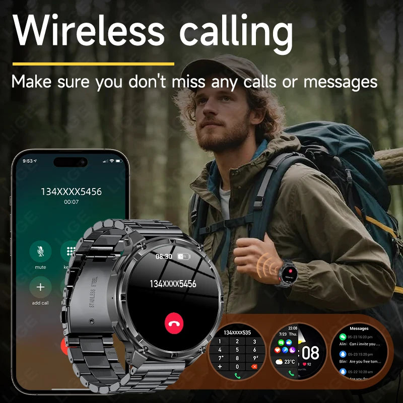 2026 New LIGE 1100mAh Super Capacity Battery Adult Men Smart Watch 1.7" Large HD Screen Call 5ATM Waterproof Sports Watches